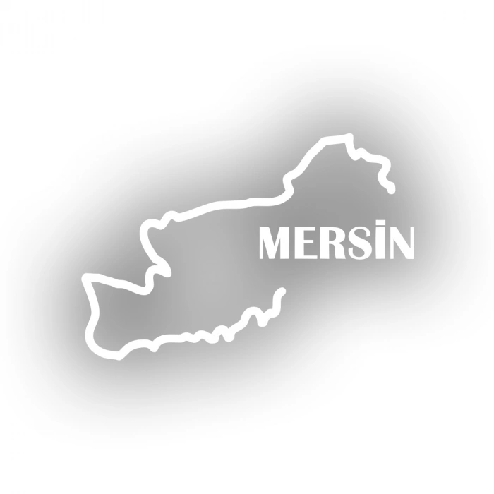 Mersin Harita Araba Sticker 17x17 Cm Beyaz