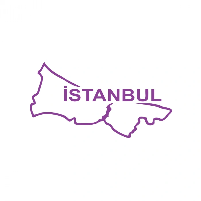 İstanbul Harita Araba Sticker 17x17 Cm Mor