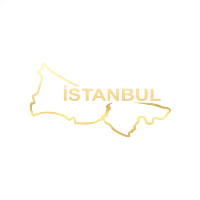 İstanbul Harita Araba Sticker 17x17 Cm Gold