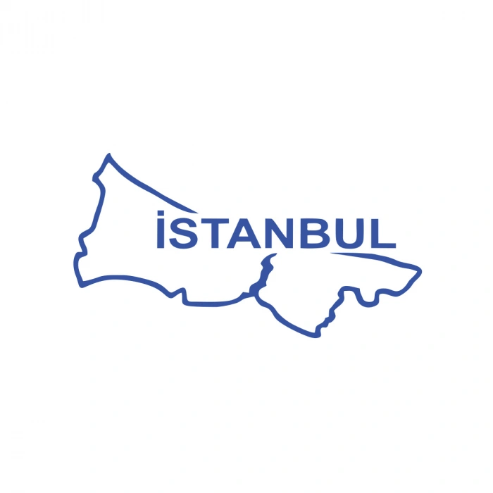 İstanbul Harita Araba Sticker 17x17 Cm Mavi