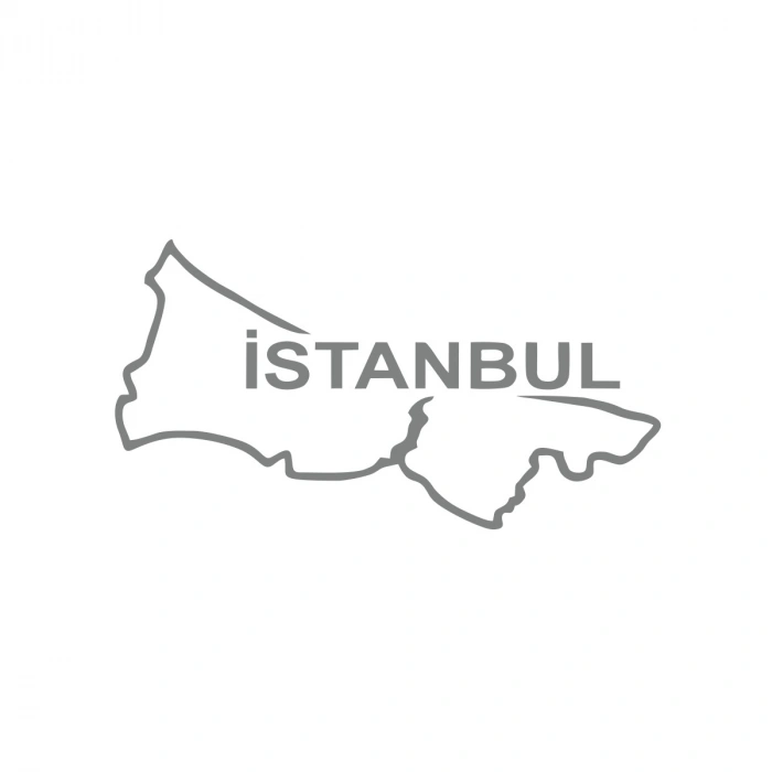 İstanbul Harita Araba Sticker 17x17 Cm Gri
