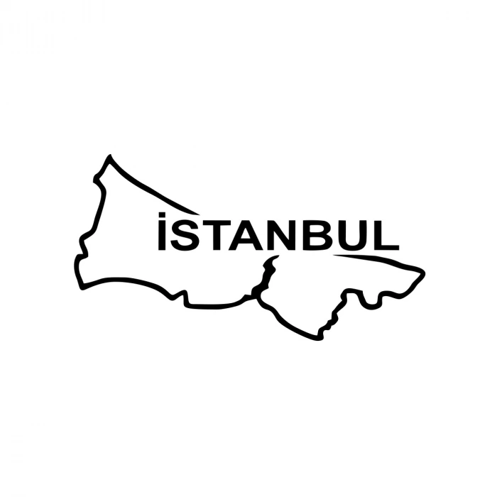 İstanbul Harita Araba Sticker 17x17 Cm Siyah