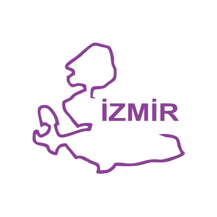 İzmir Harita Araba Sticker 17x17 Cm Mor