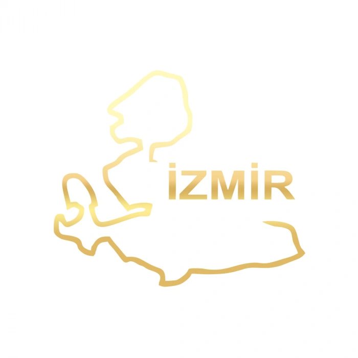İzmir Harita Araba Sticker 17x17 Cm Gold