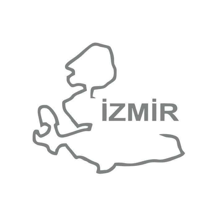 İzmir Harita Araba Sticker 17x17 Cm Gri