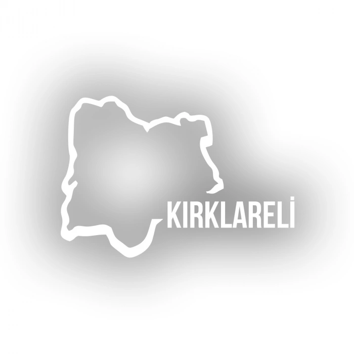 Kırklareli Harita Araba Sticker 17x17 Cm Beyaz