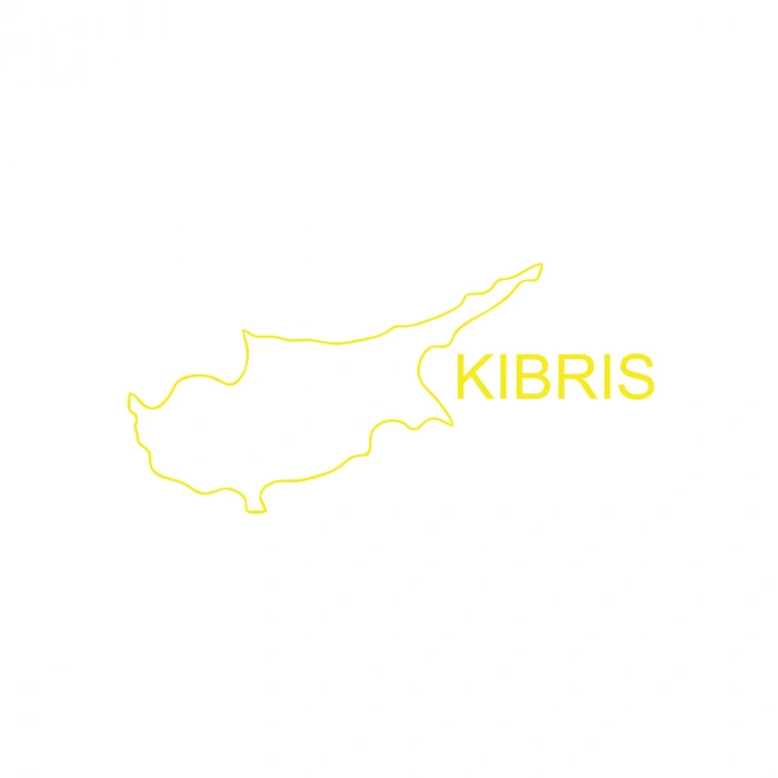 Kıbrıs Harita Araba Sticker 17x17 Cm Sarı