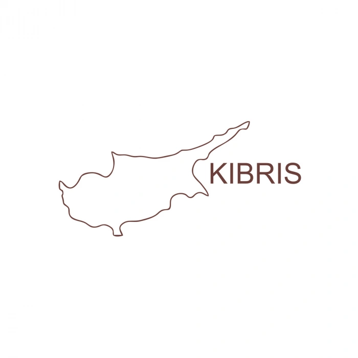 Kıbrıs Harita Araba Sticker 17x17 Cm Kahverengi