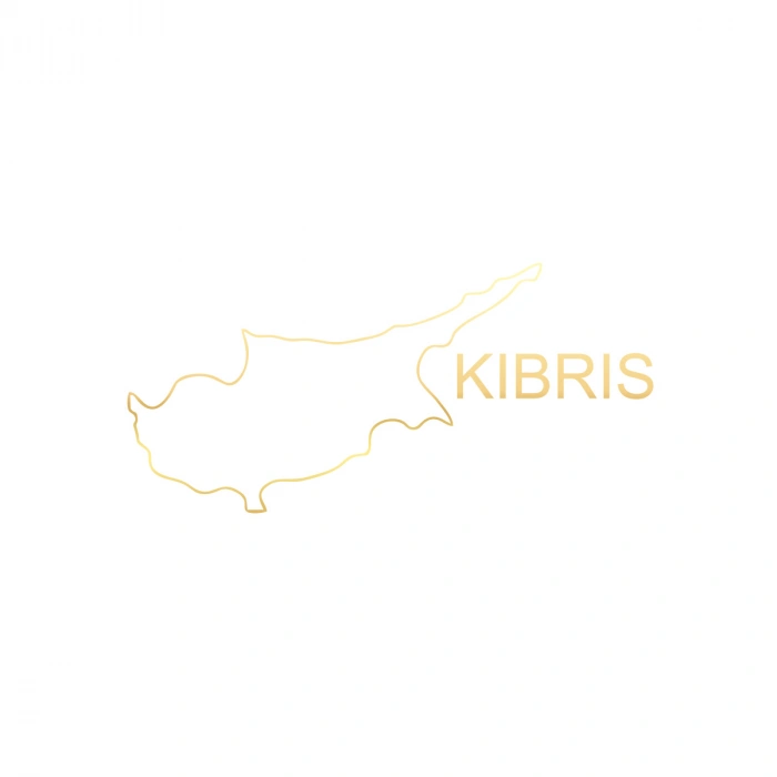 Kıbrıs Harita Araba Sticker 17x17 Cm Gold