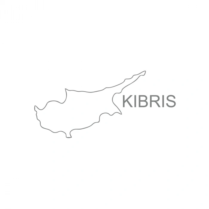 Kıbrıs Harita Araba Sticker 17x17 Cm Gri