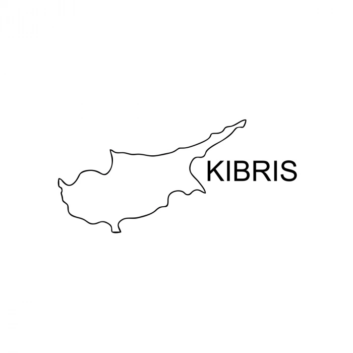 Kıbrıs Harita Araba Sticker 17x17 Cm Siyah