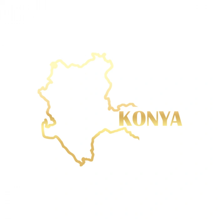 Konya Harita Araba Sticker 17x17 Cm Gold