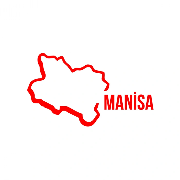 Manisa Harita Araba Sticker 17x17 Cm Kırmızı