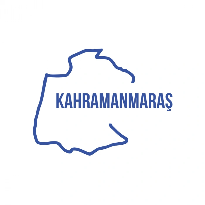 Kahramanmaraş Harita Araba Sticker 17x17 Cm Mavi