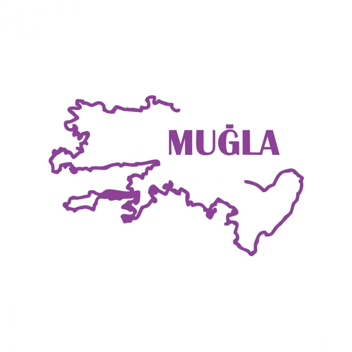 Muğla Harita Araba Sticker 17x17 Cm Mor