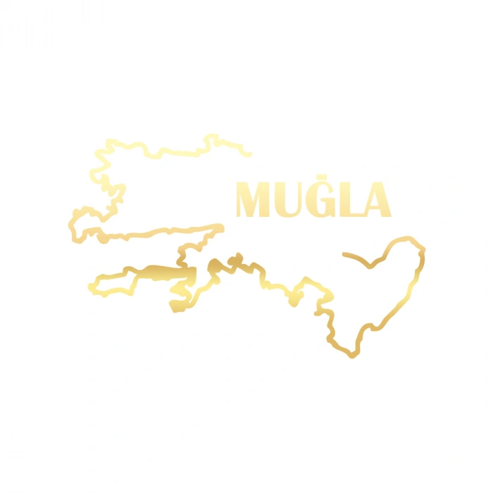 Muğla Harita Araba Sticker 17x17 Cm Gold
