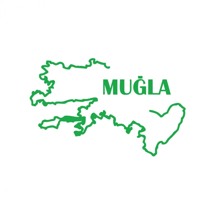 Muğla Harita Araba Sticker 17x17 Cm Yeşil