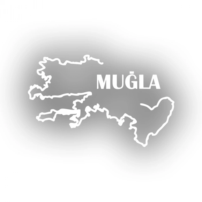 Muğla Harita Araba Sticker 17x17 Cm Beyaz