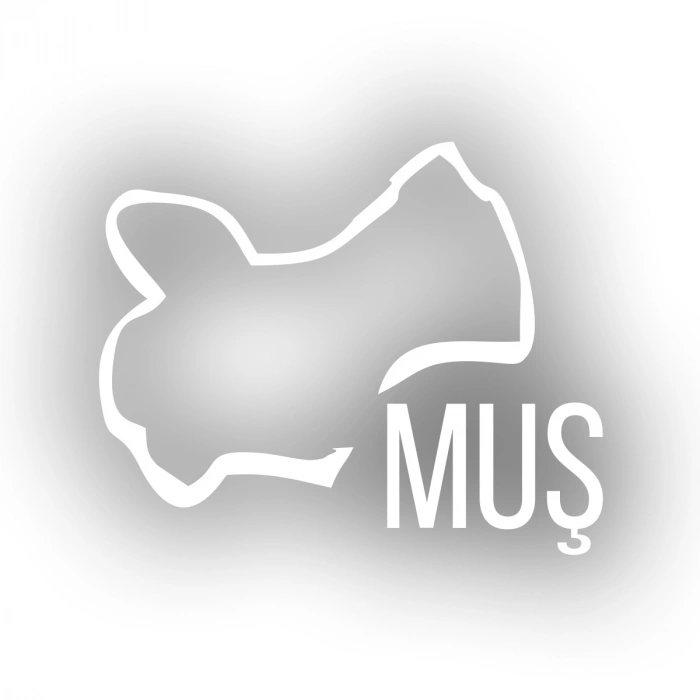 Muş Harita Araba Sticker 17x17 Cm Beyaz