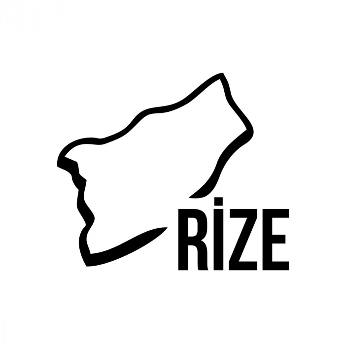 Rize Harita Araba Sticker 17x17 Cm Siyah