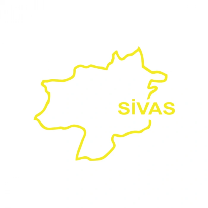Sivas Harita Araba Sticker 17x17 Cm Sarı