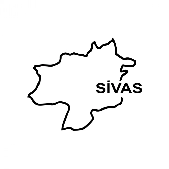 Sivas Harita Araba Sticker 17x17 Cm Siyah