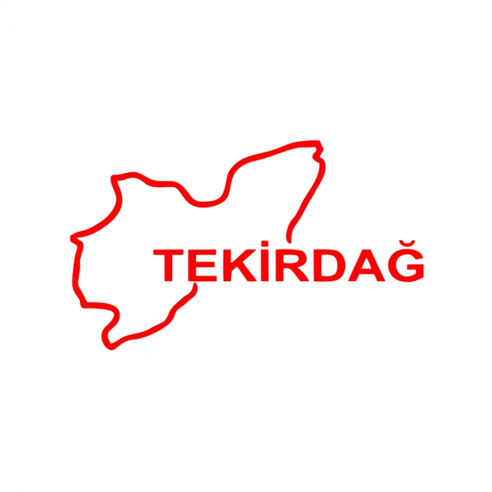 Tekirdağ Harita Araba Sticker 17x17 Cm Kırmızı