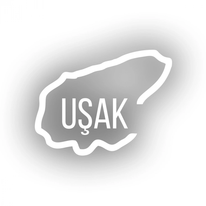 Uşak Harita Araba Sticker 17x17 Cm Beyaz