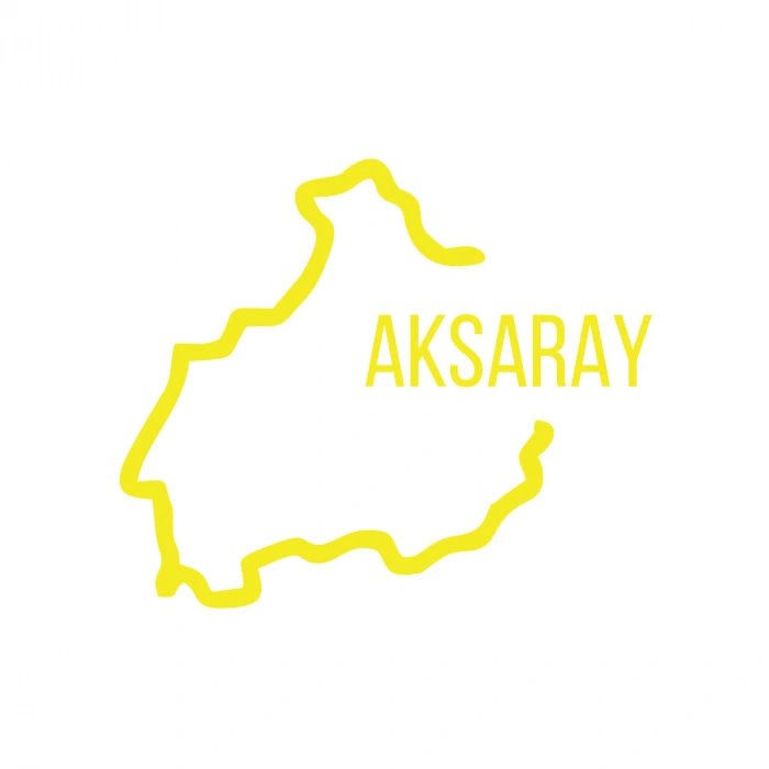 Aksaray Harita Araba Sticker 17x17 Cm Sarı