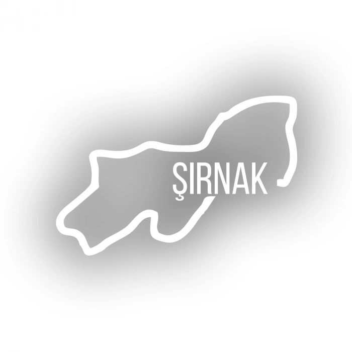 Şırnak Harita Araba Sticker 17x17 Cm Beyaz
