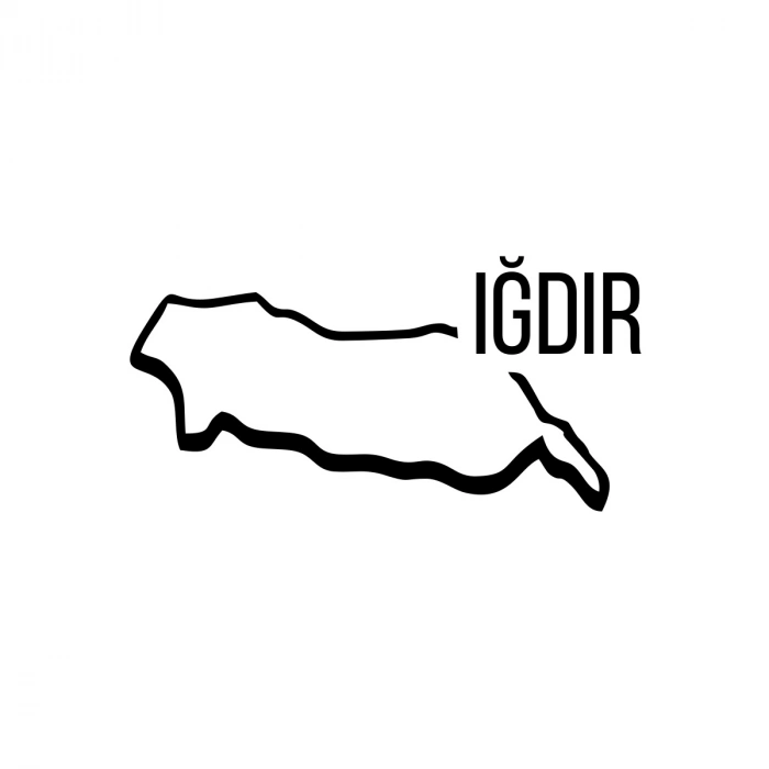 Iğdır Harita Araba Sticker 17x17 Cm Siyah