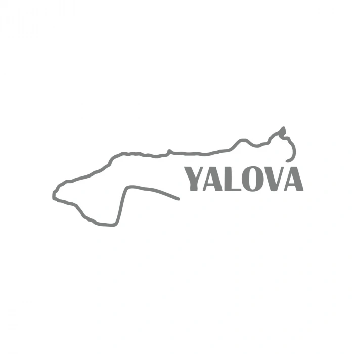 Yalova Harita Araba Sticker 17x17 Cm Gri
