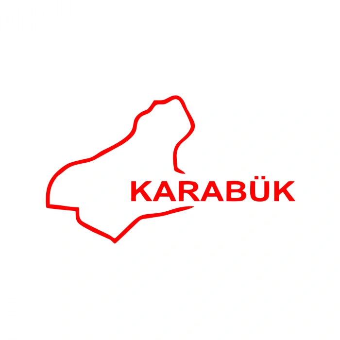 Karabük Harita Araba Sticker 17x17 Cm Kırmızı