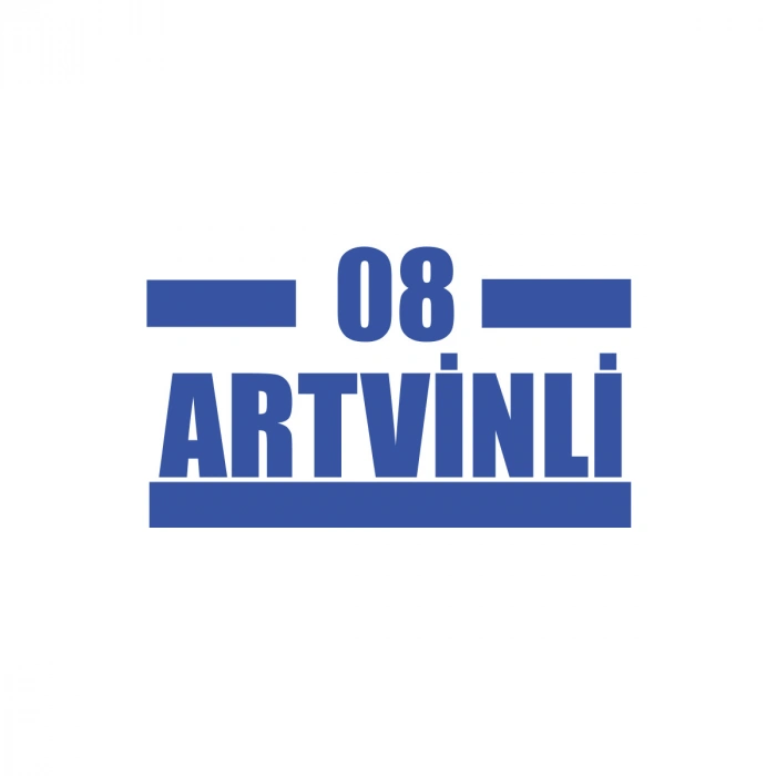 08 Artvinli Araba Sticker 17x17 Cm Mavi
