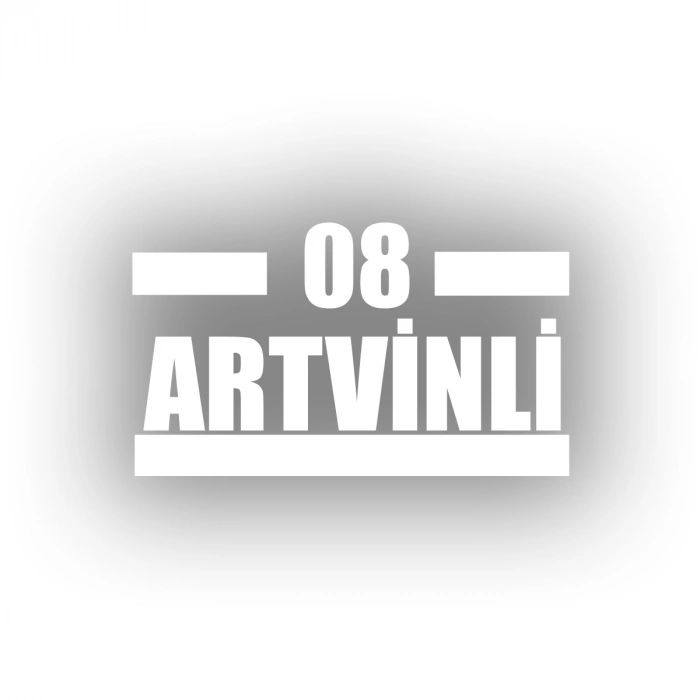 08 Artvinli Araba Sticker 17x17 Cm Beyaz