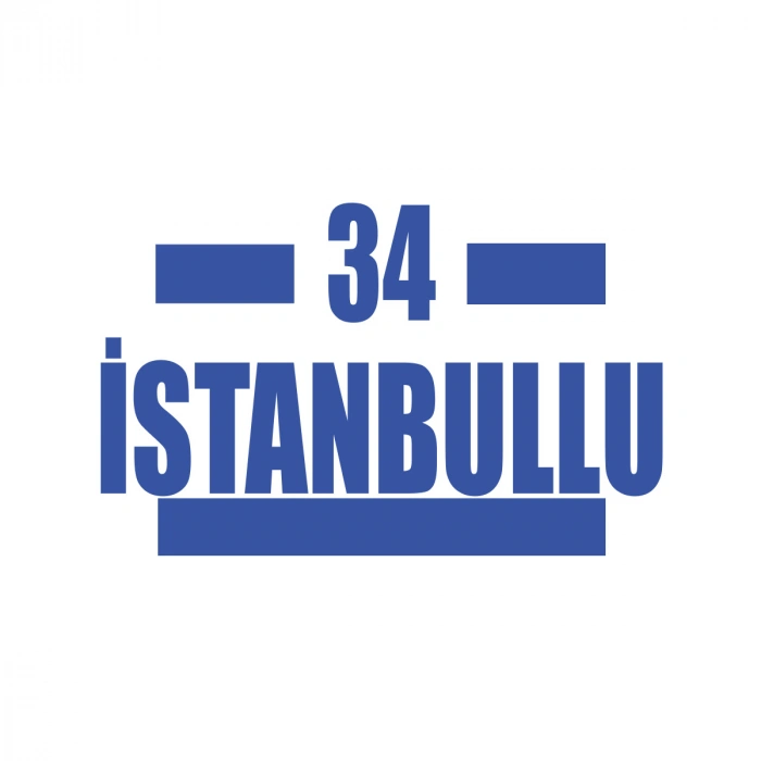 34 İstanbullu Araba Sticker 17x17 Cm Mavi