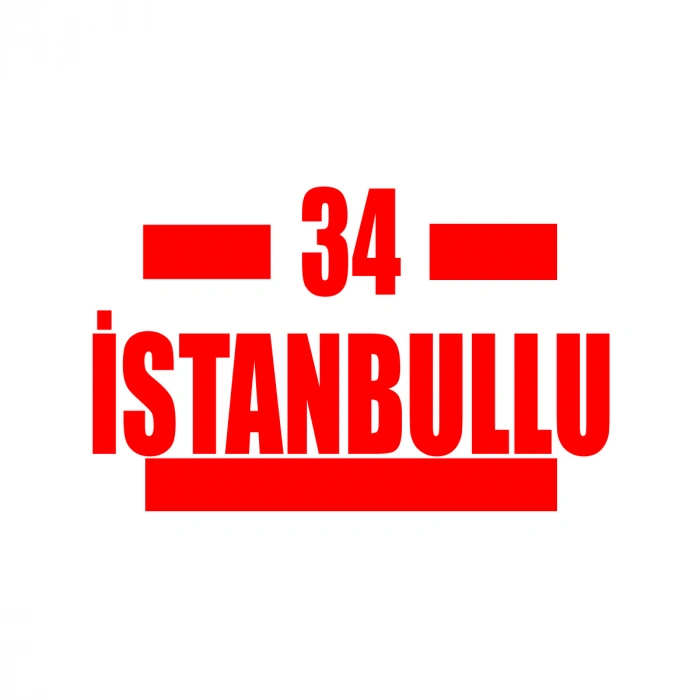 34 İstanbullu Araba Sticker 17x17 Cm Kırmızı