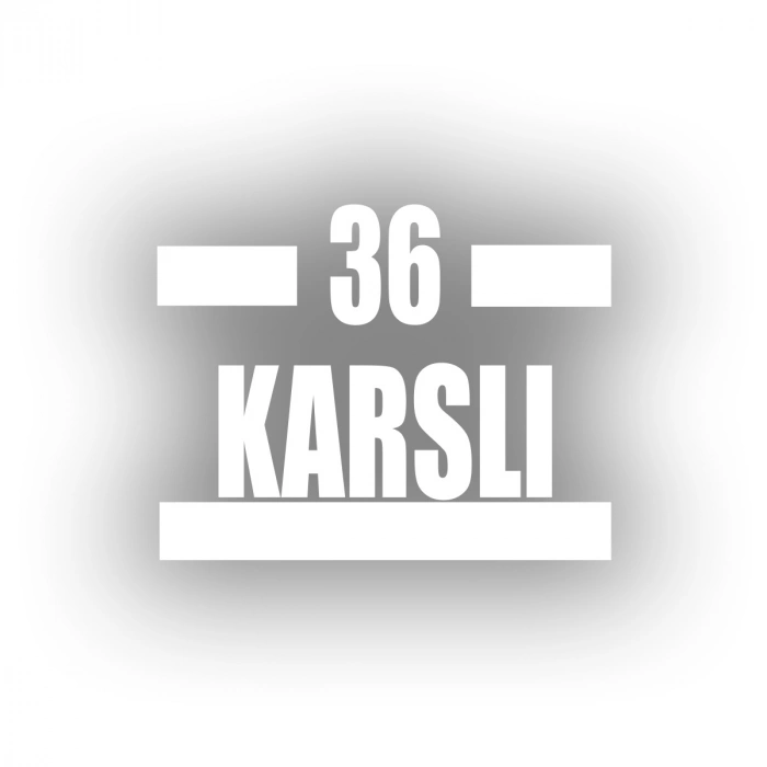 36 Karslı Araba Sticker 17x17 Cm Beyaz