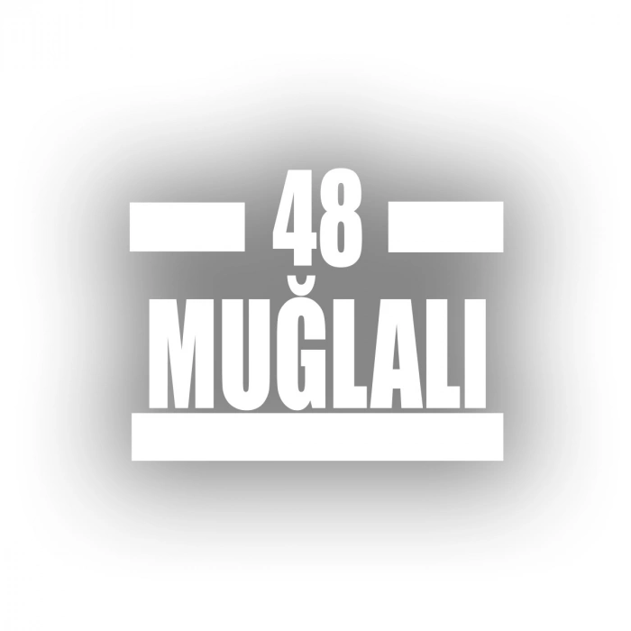 48 Muğlalı Araba Sticker 17x17 Cm Beyaz