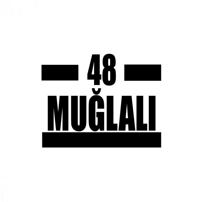 48 Muğlalı Araba Sticker 17x17 Cm Siyah