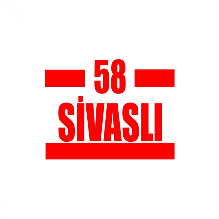 58 Sivaslı Araba Sticker 17x17 Cm Kırmızı