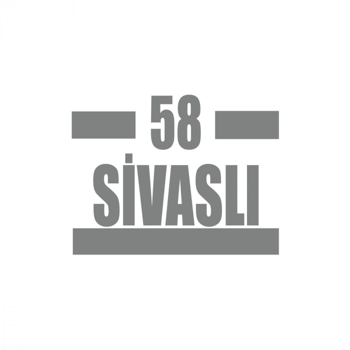 58 Sivaslı Araba Sticker 17x17 Cm Gri