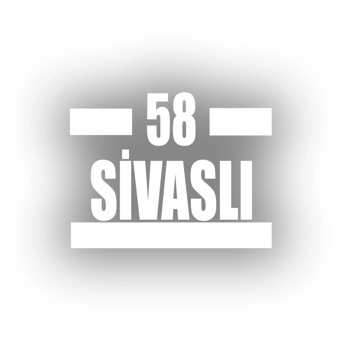 58 Sivaslı Araba Sticker 17x17 Cm Beyaz