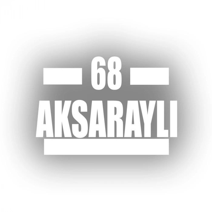 68 Aksaraylı Araba Sticker 17x17 Cm Beyaz