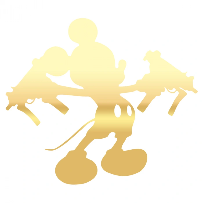 Uzi Tutan Mickey Mouse Araba Sticker 17x17 Cm Gold
