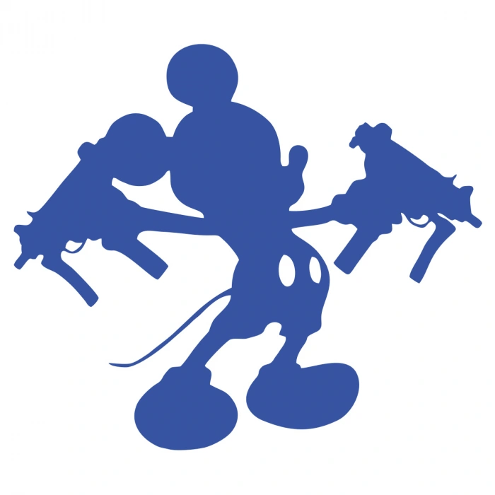 Uzi Tutan Mickey Mouse Araba Sticker 17x17 Cm Mavi