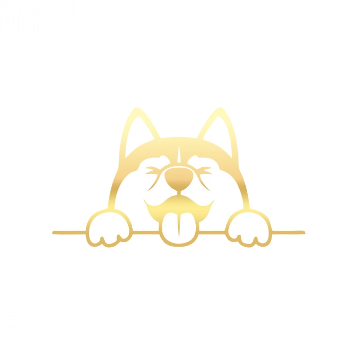 Tutunan Köpek Araba Sticker 17x17 Cm Gold