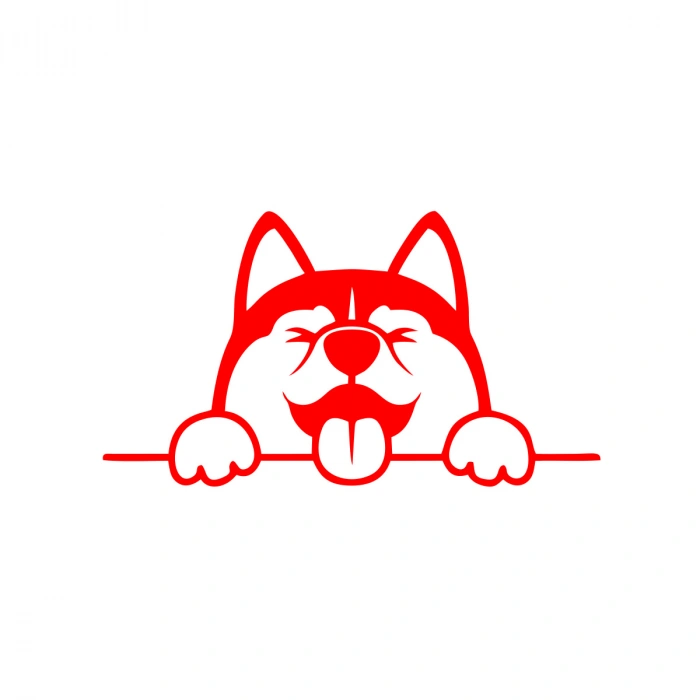 Tutunan Köpek Araba Sticker 17x17 Cm Kırmızı