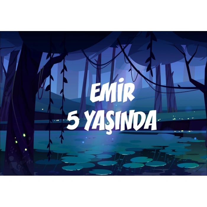 Ormanda Gece Temalı Doğum Günü Afişi - 100x150 Cm