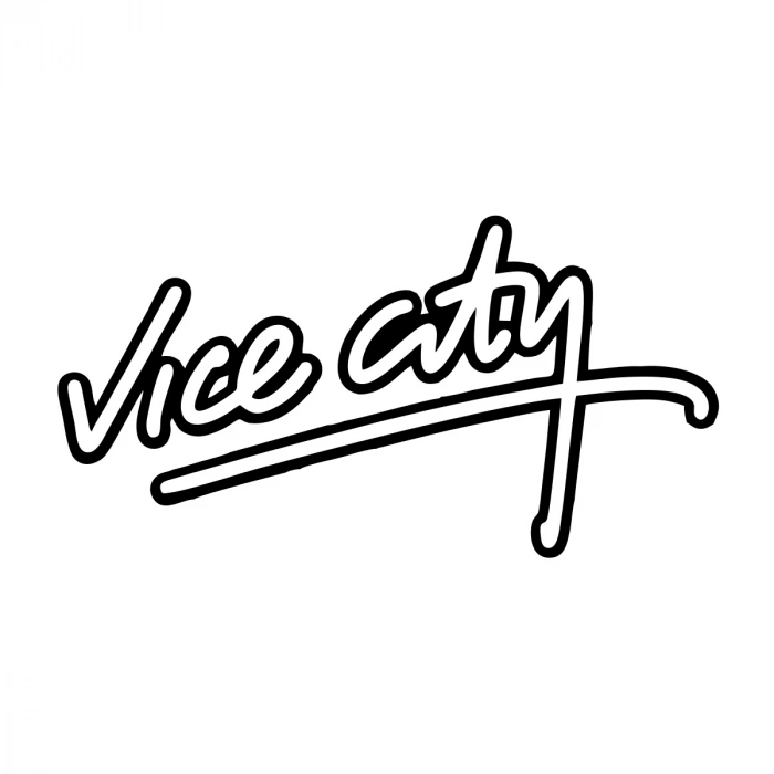 Vice City Araba Sticker 17x17 Cm Siyah